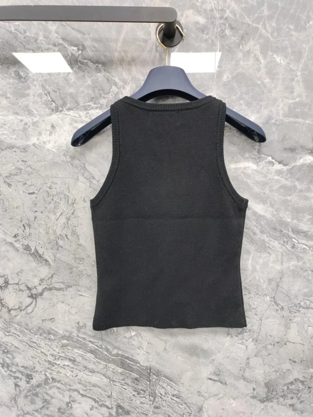 Miu Miu Ribbed Jersey Black Tank Top
